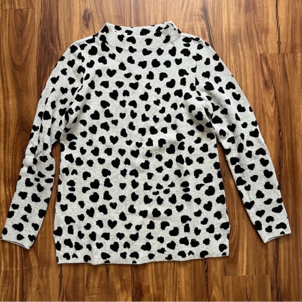 Loft Heart Print Mock Neck Sweater Size XS Petite - Picture 5 of 5